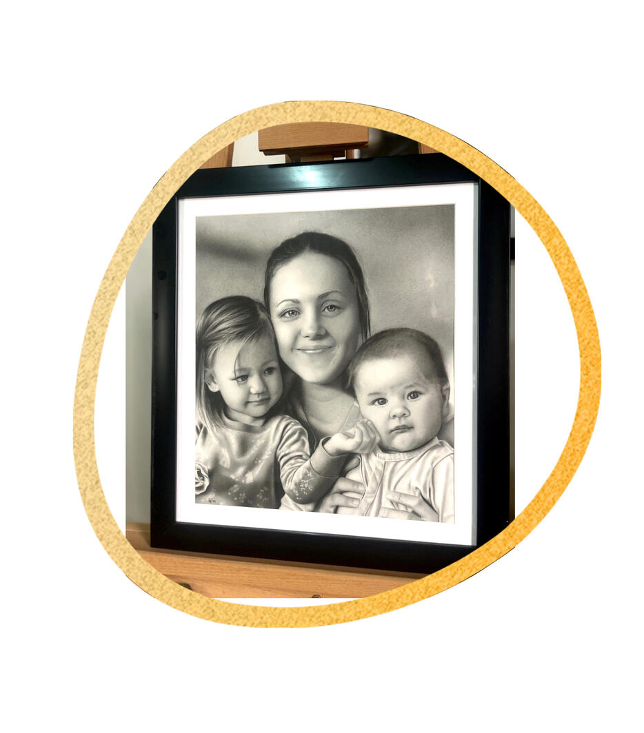 Mom & kids (Framed)