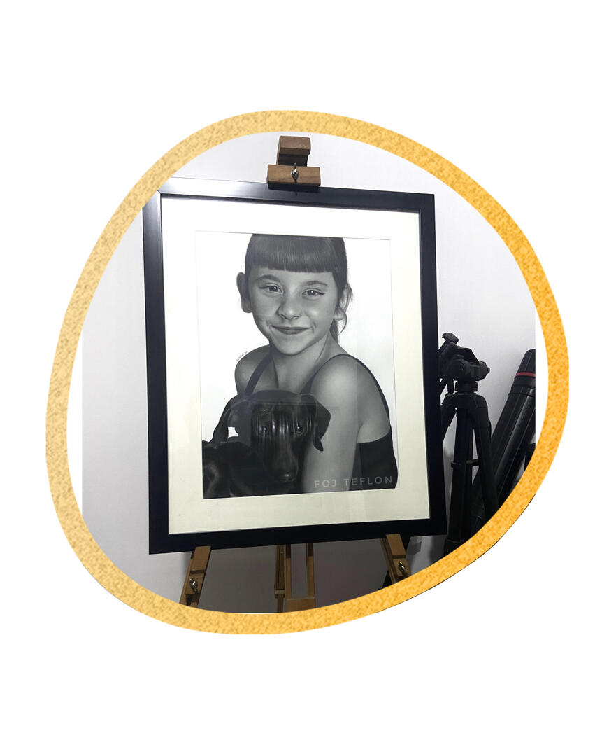 Girl & Pup (Framed)